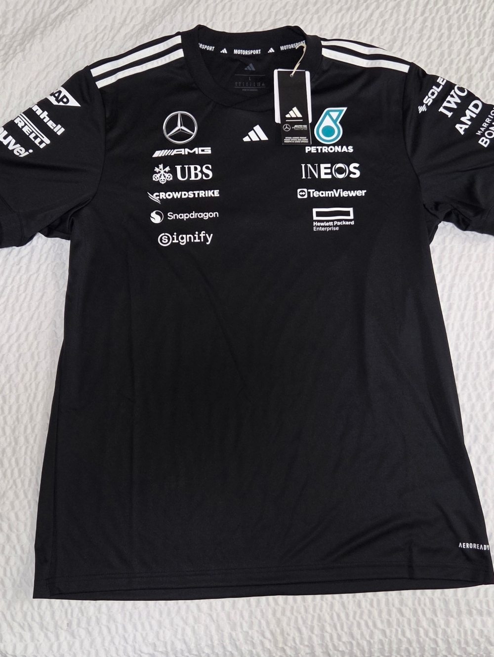 adidas x Mercedes-AMG PETRONAS Formula One F1 Team Driver Jersey Size L NEW